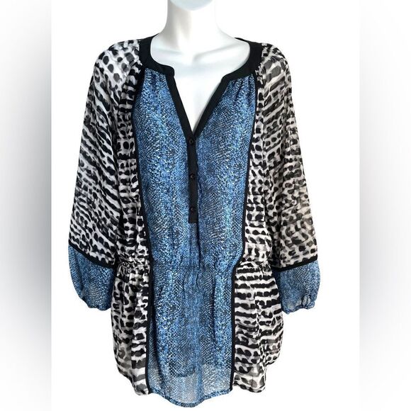 Calvin Klein Color Block Animal Print Blouse Medium - Picture 13 of 13